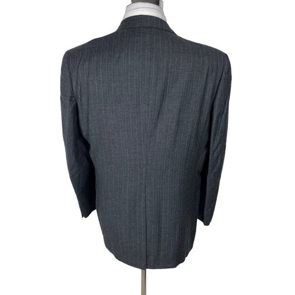 C&R Clothiers 2 Piece Suit 44R/36W Grey Pinstripe 2 Button Single Vent Jacket - Picture 7 of 16